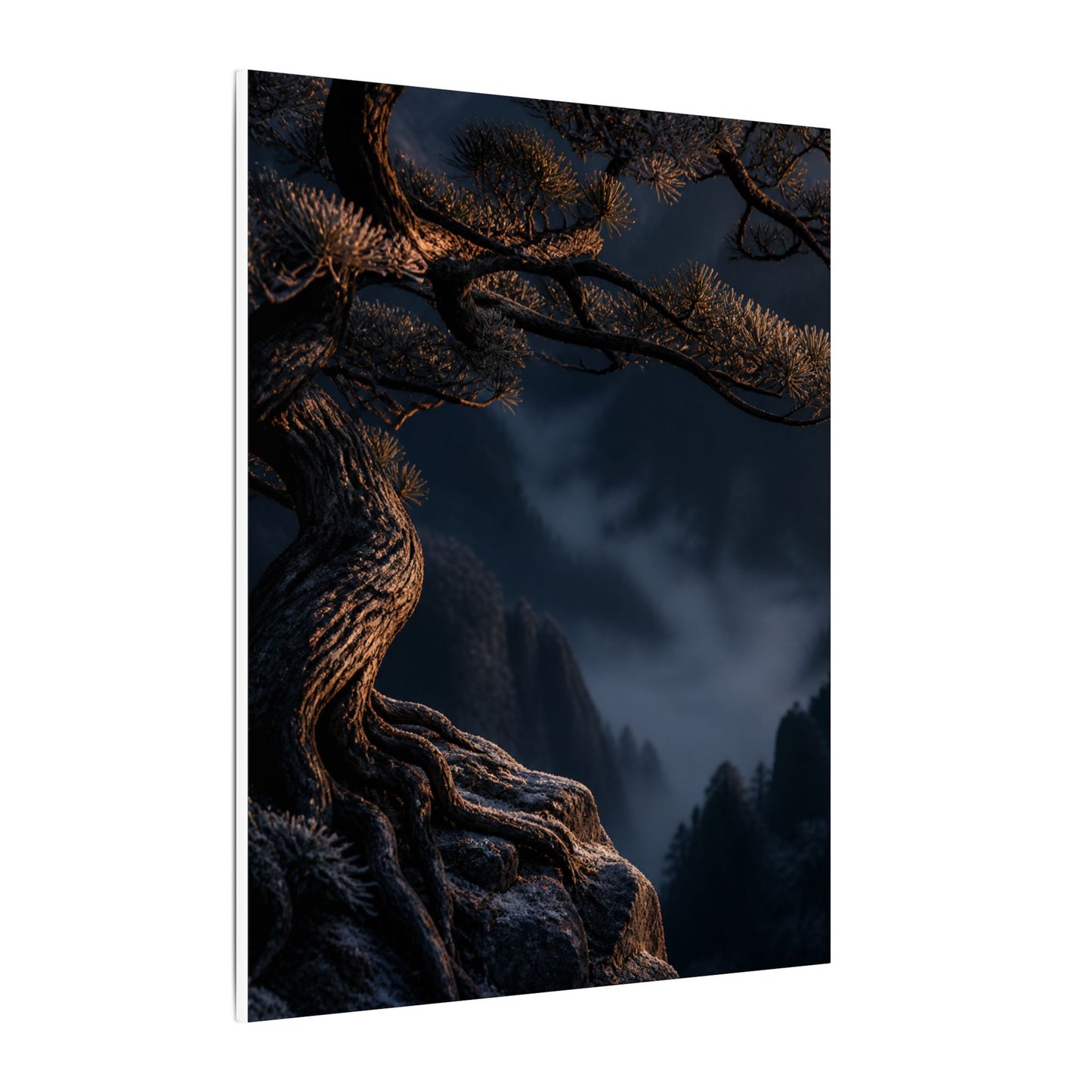 Bold Pine Tree Canvas Art - Shadow Zen Dark Japandi