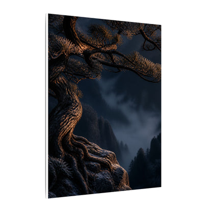 Bold Pine Tree Canvas Art - Shadow Zen Dark Japandi