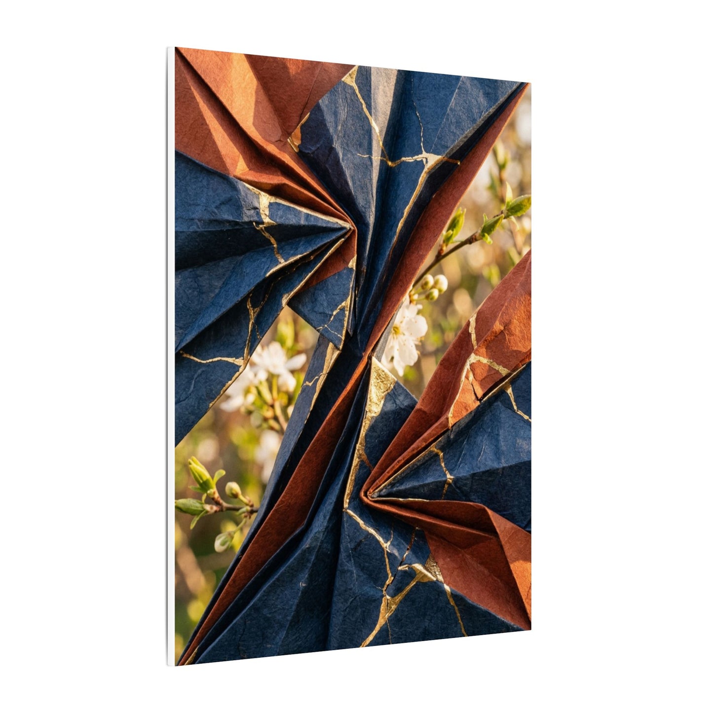 Kintsugi Paper Fold in Golden Hour | Crackle Gold Canvas Art