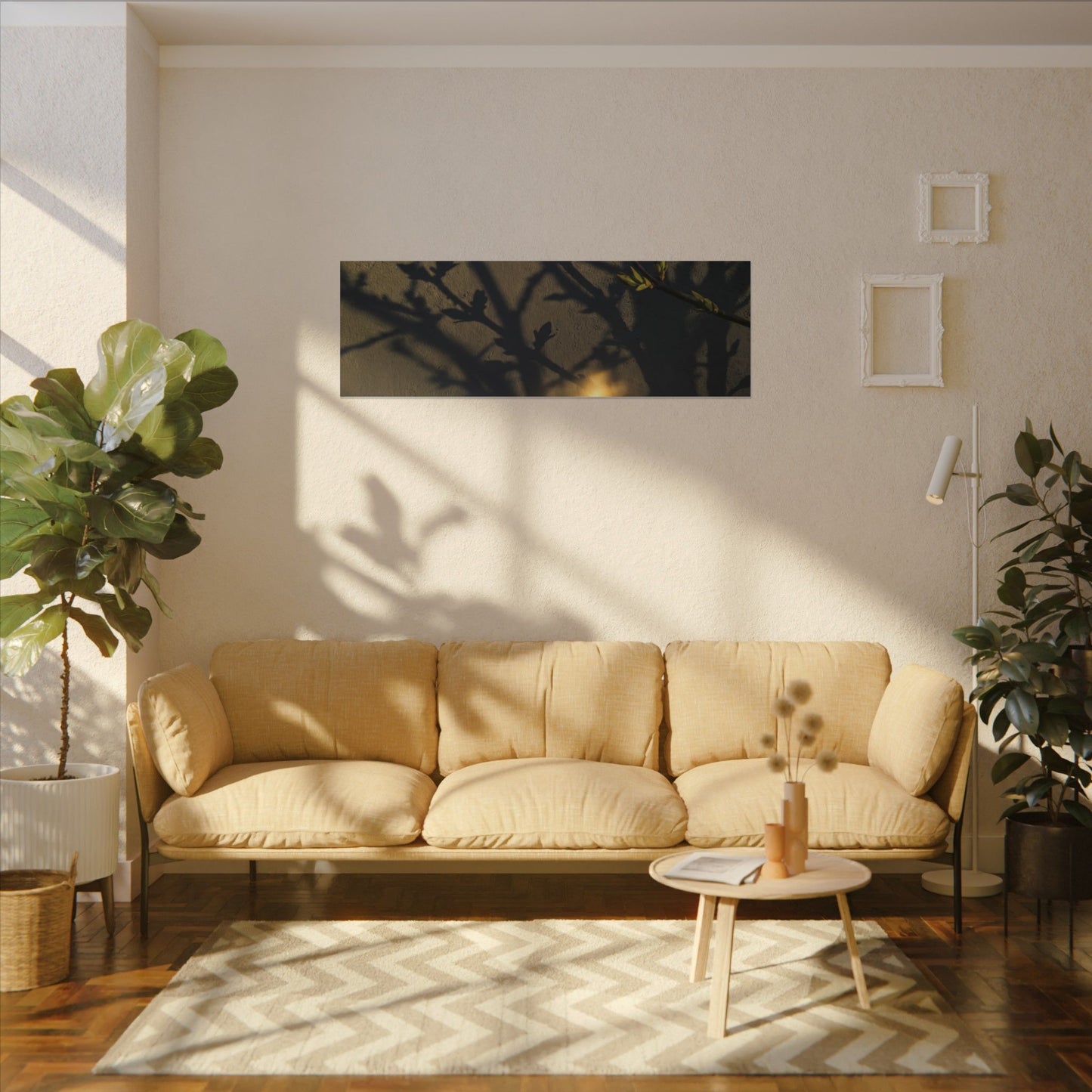 Bold Shadow Play Canvas Art - Moody Minimal Dark Japandi