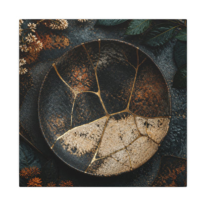 Kintsugi Rust Patina in Dawn | Gold Repair Canvas Art
