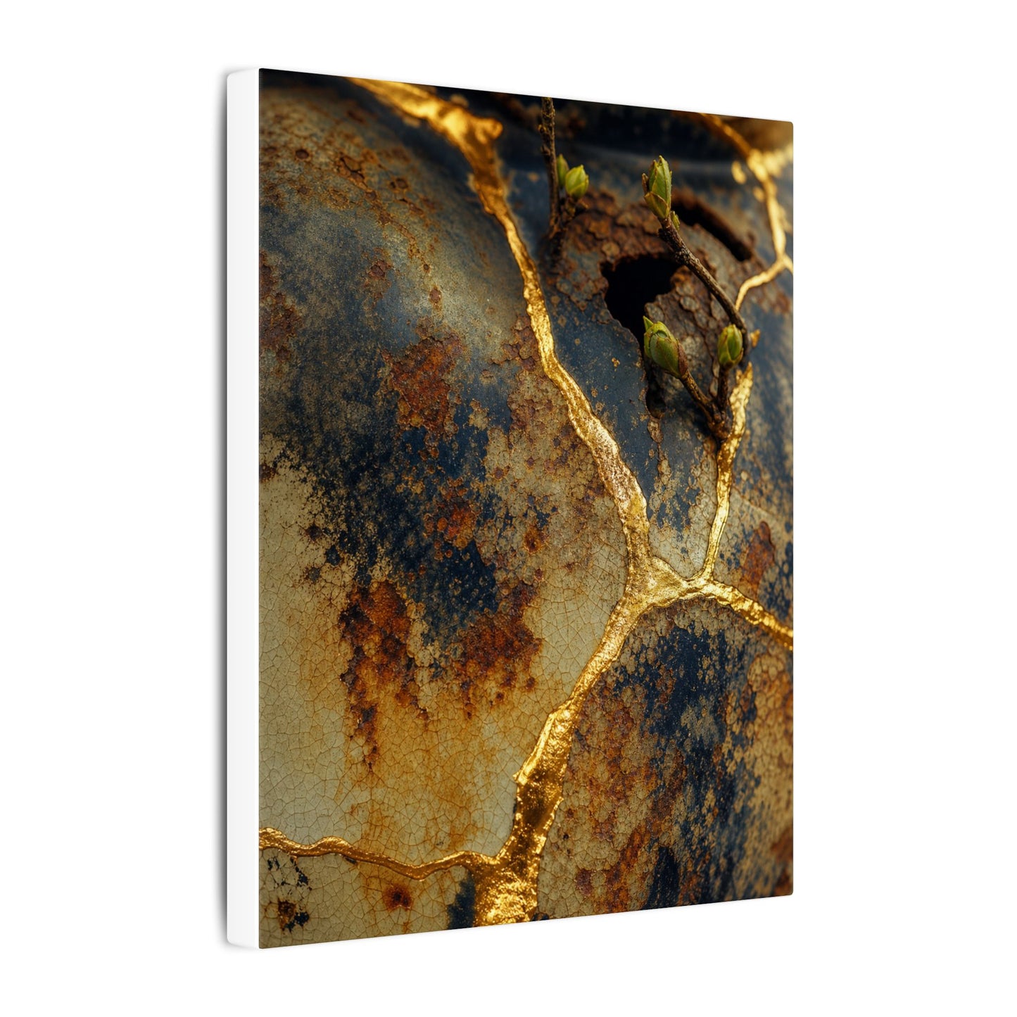 Datsuzoku Rust Patina Canvas Art - Kintsugi Crackle Gold