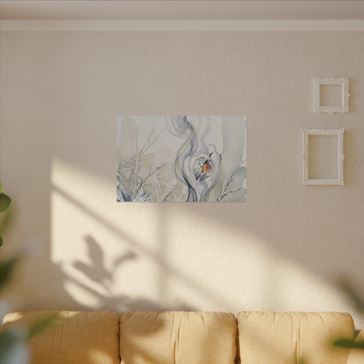 Earthy Incense Smoke Canvas Art - Watercolor Japandi