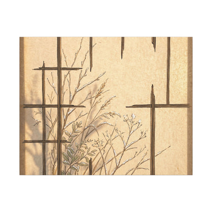 Shoji Screen Canvas Art | Winter Japandi Minimal Line Art