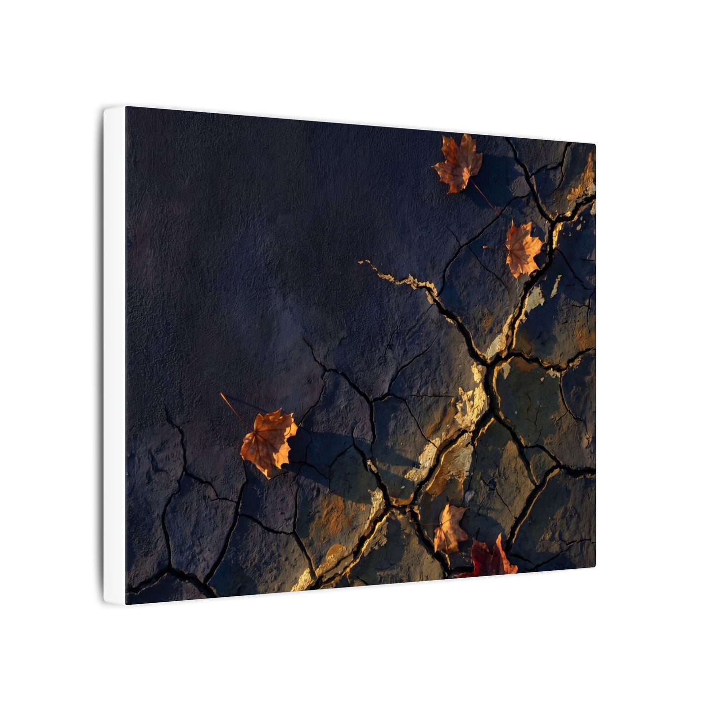 Cracked Earth Canvas Art | Autumn Dark Japandi Dark Texture Art