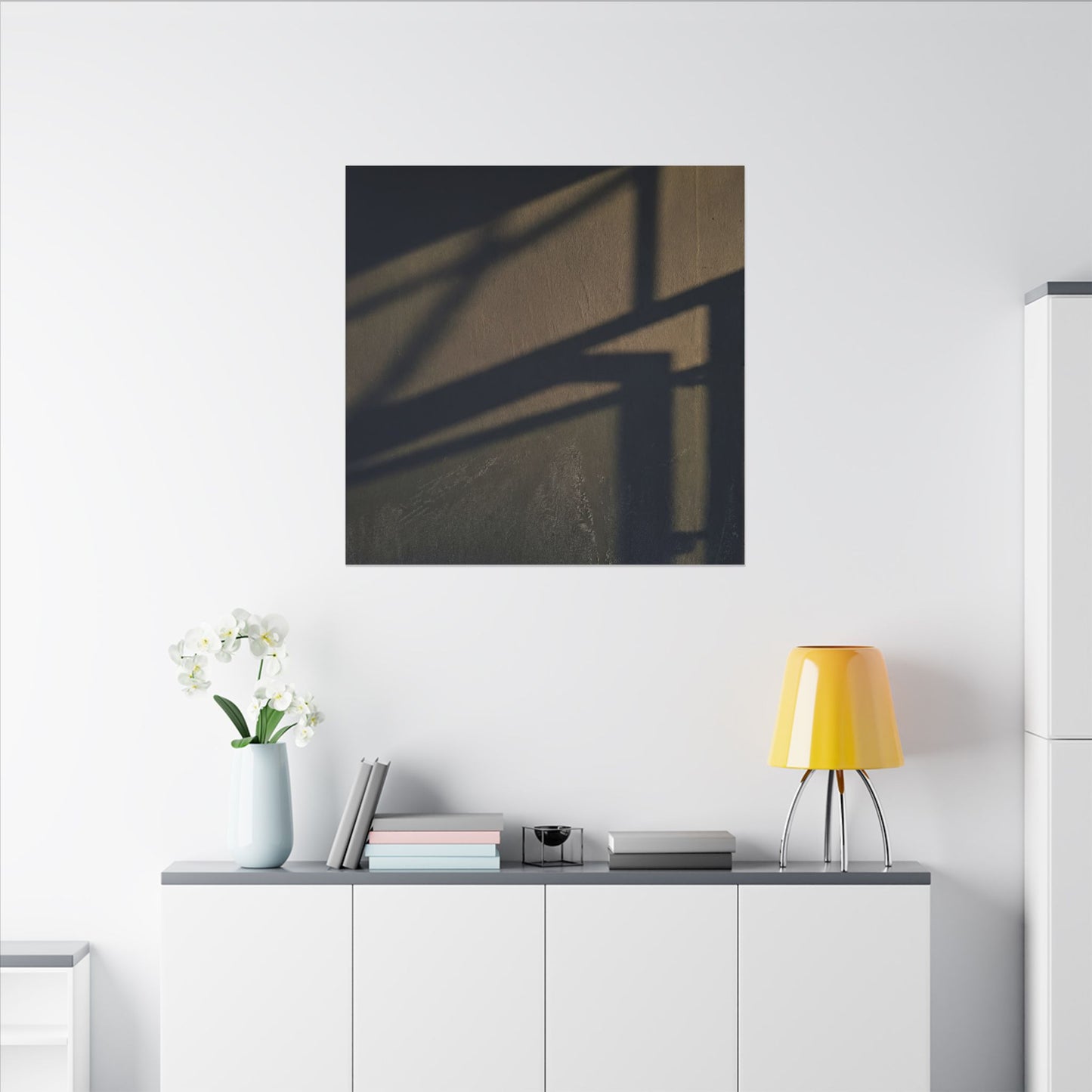 Sophisticated Shadow Play Canvas Art - Moody Minimal Dark Japandi