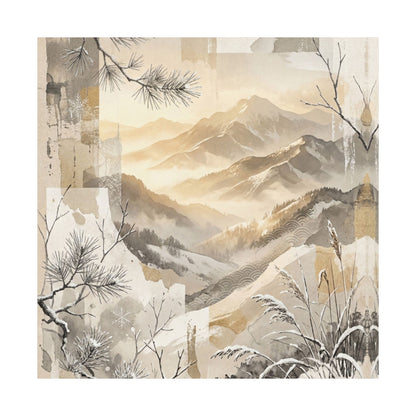 Mountain Mist Japanese Pattern Wall Art Print | Earthy Japandi Art