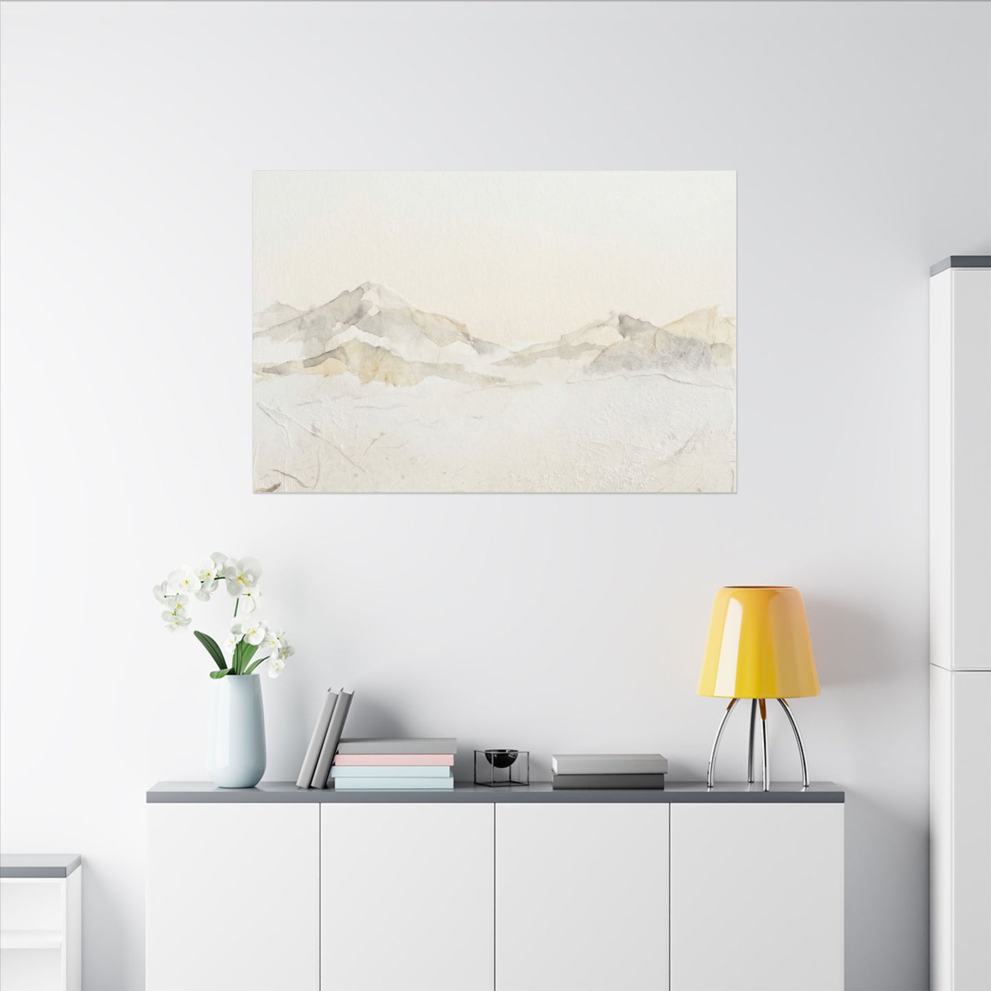 Mountain Mist Winter Canvas Art | Japandi Warm Design