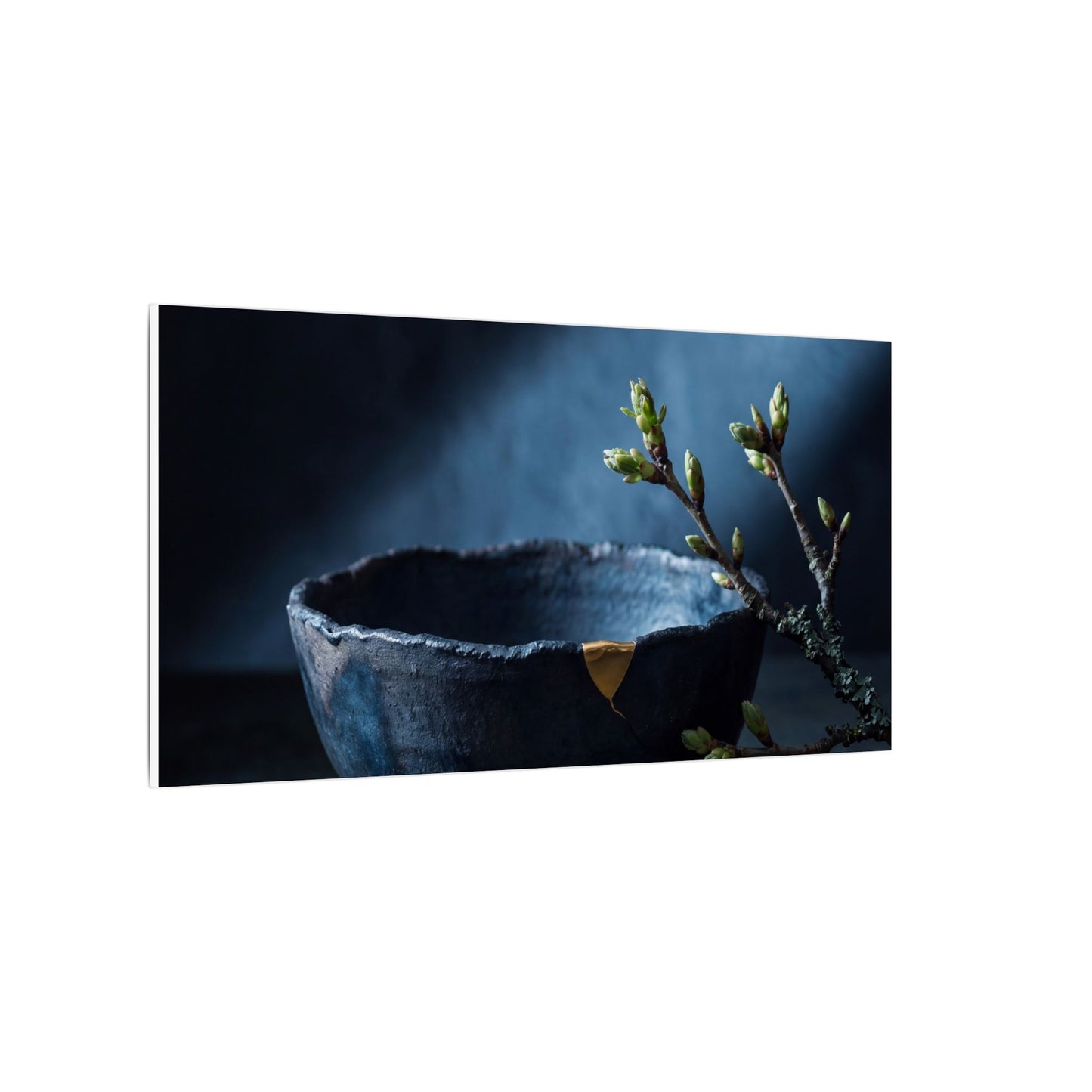 Ceramic Bowl Shadow Zen Canvas Art | Sophisticated Dark Japandi Art