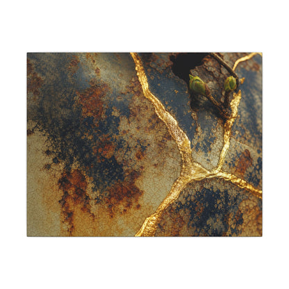 Datsuzoku Rust Patina Canvas Art - Kintsugi Crackle Gold