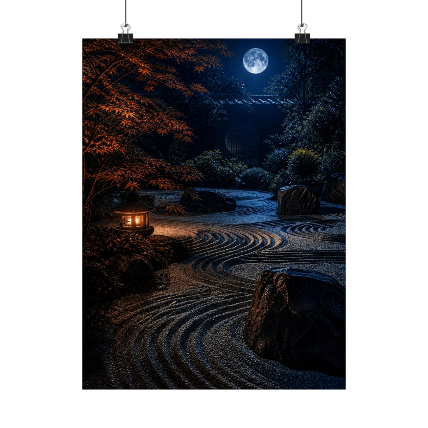 Datsuzoku Rock Garden Wall Art Print - Dark Japandi Shadow Zen
