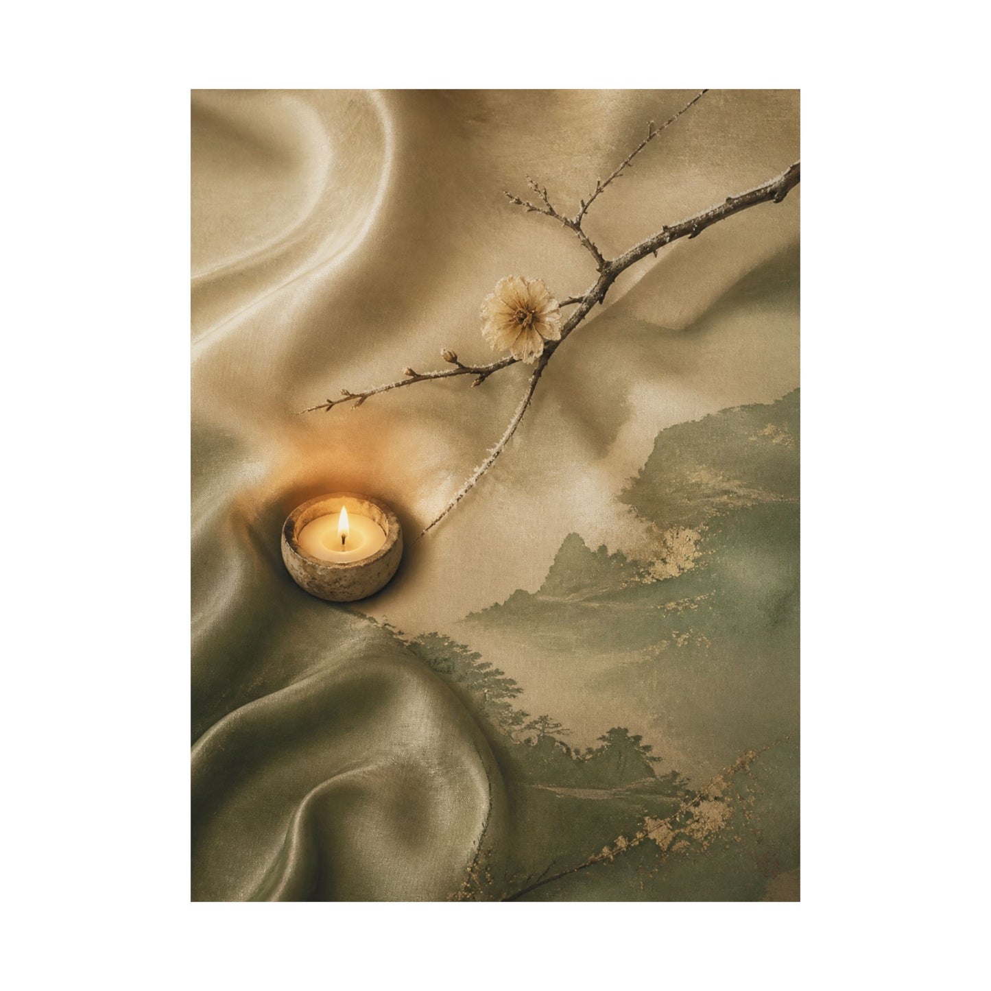 Candlelight Silk Drape Wall Art Print - Japandi Ma