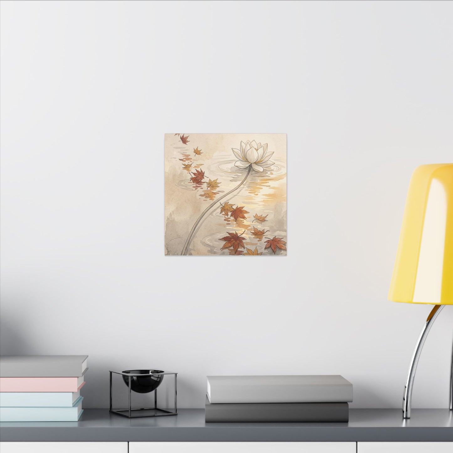 Lotus Flower Canvas Art | Autumn Japandi Minimal Line Art