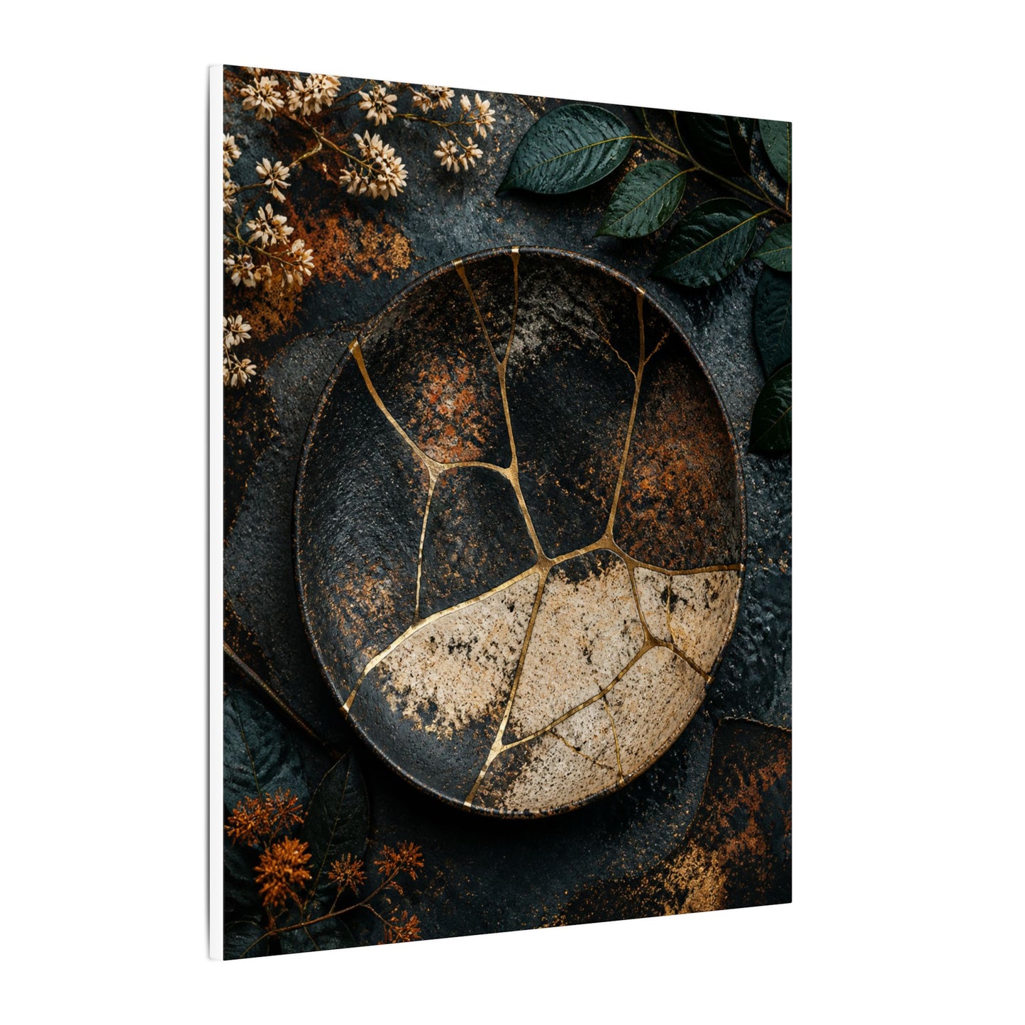 Kintsugi Rust Patina in Dawn | Gold Repair Canvas Art