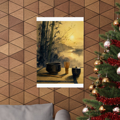 Shibui Tea Ceremony Wall Art Print - Zen Sumi E