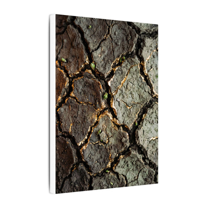 Earthy Cracked Earth Canvas Art - Japanese Pattern Japandi