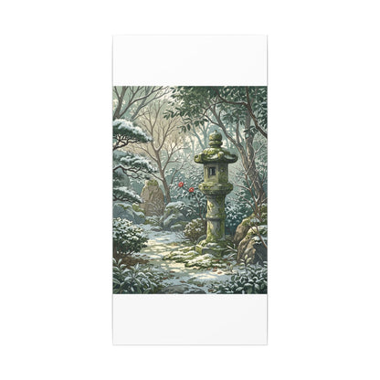 Stone Lantern Winter Canvas Art | Japandi Warm Design