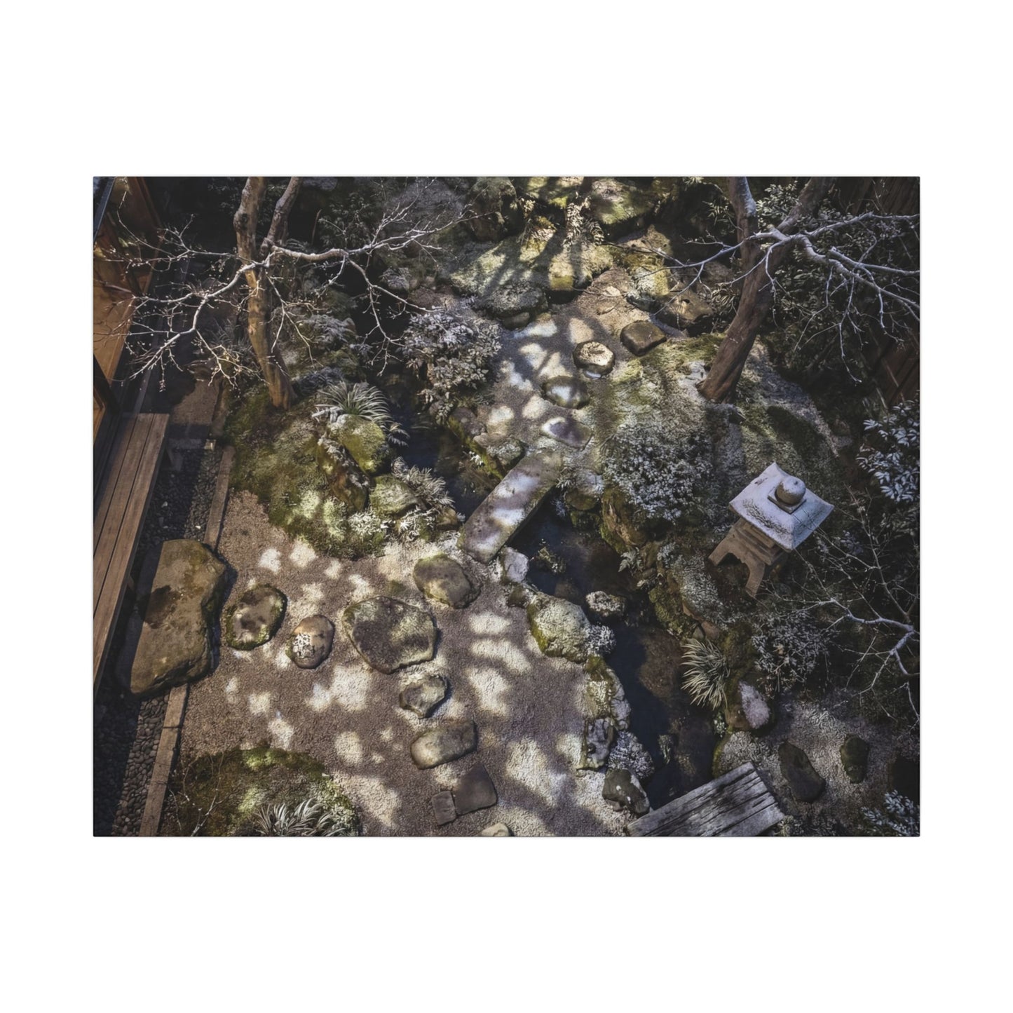 Moonlit Garden Japanese Pattern Canvas Art | Elegant Japandi Art