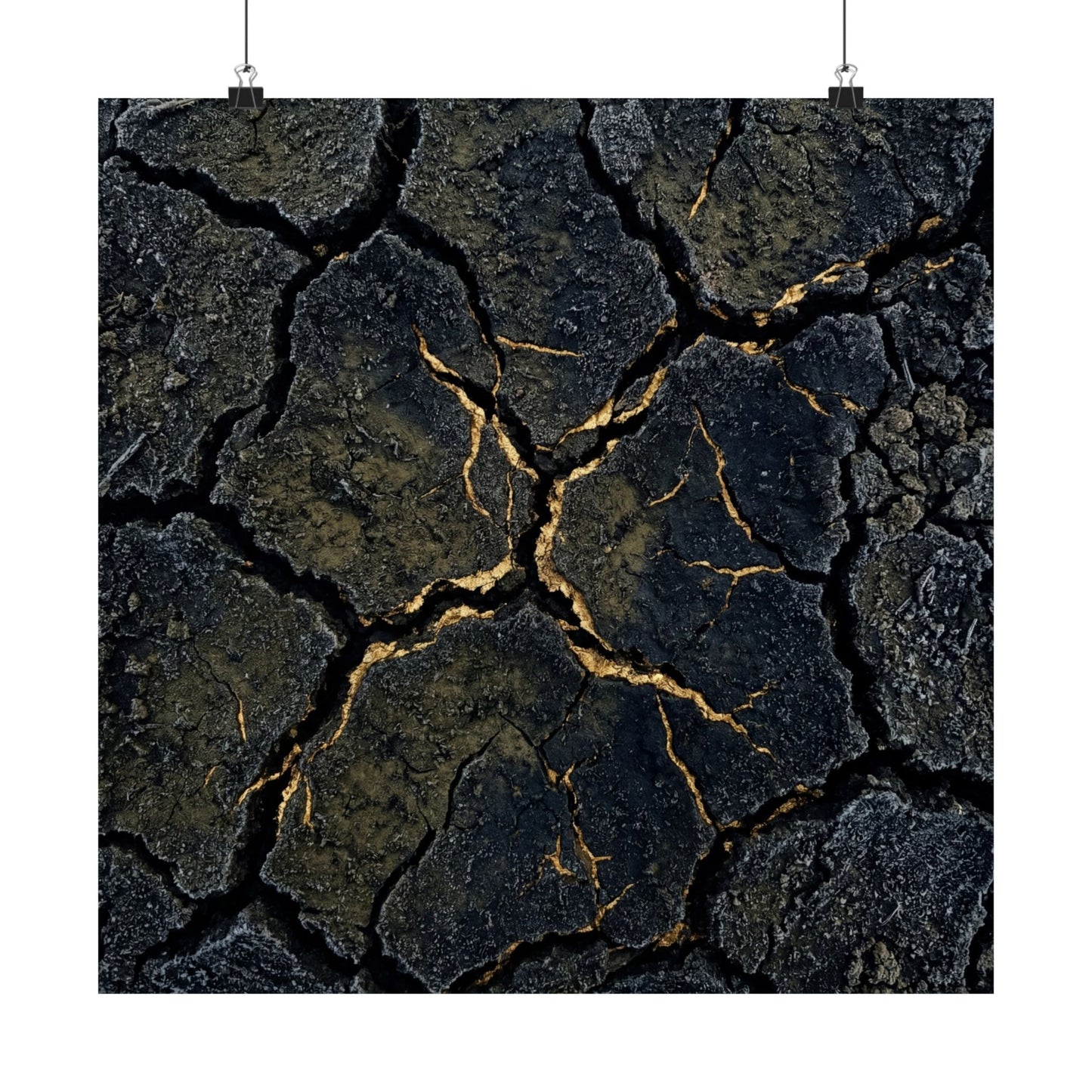 Cracked Earth Winter Wall Art Print | Dark Japandi Moody Design