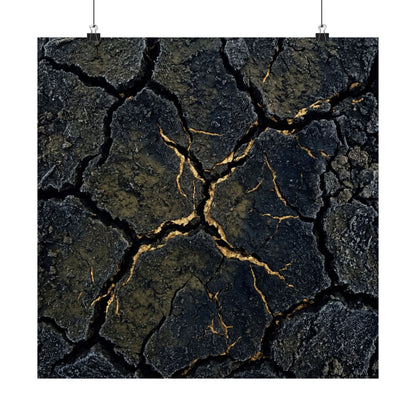 Cracked Earth Winter Wall Art Print | Dark Japandi Moody Design