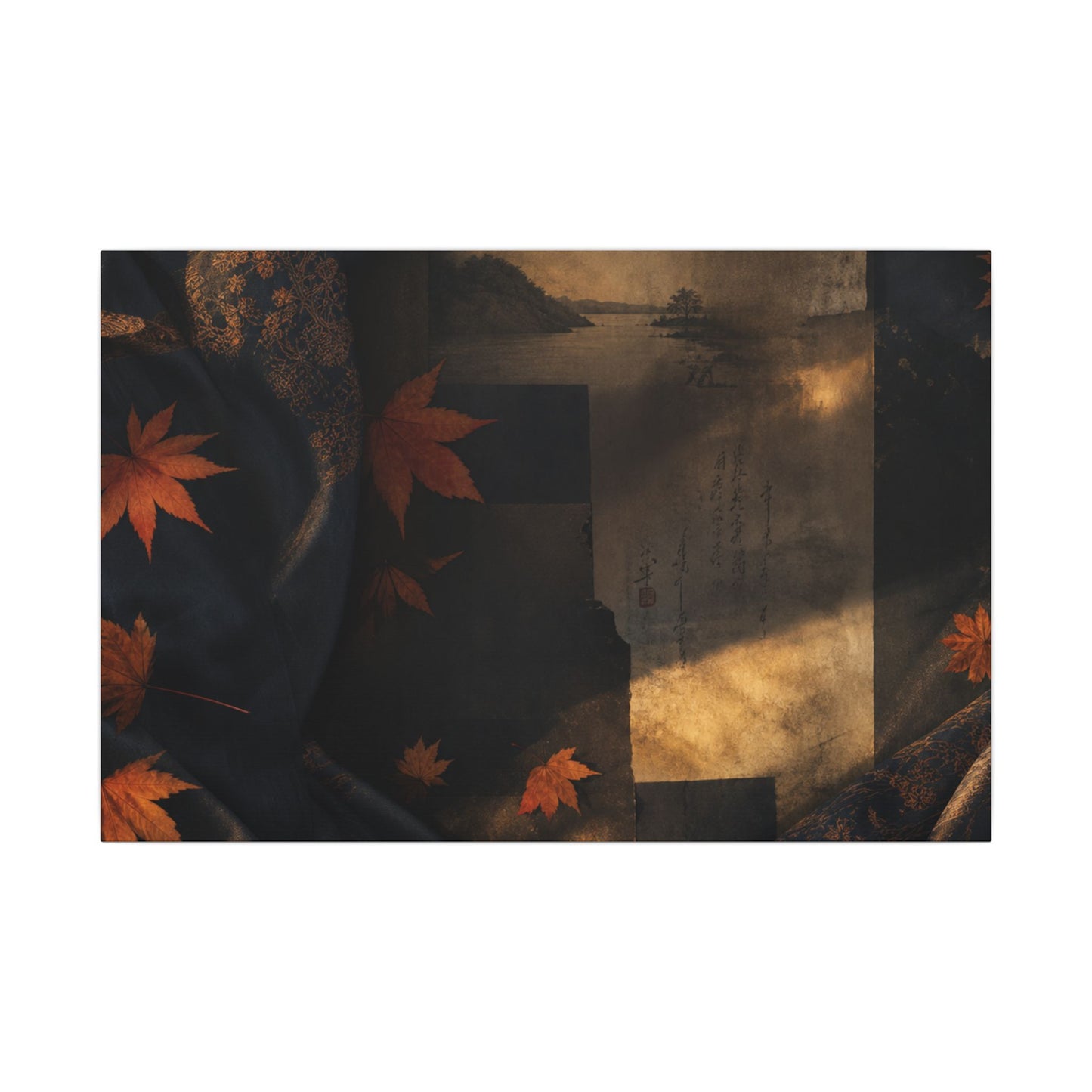 Autumn Silk Drape Shadow Zen Canvas Art | Bold Decor