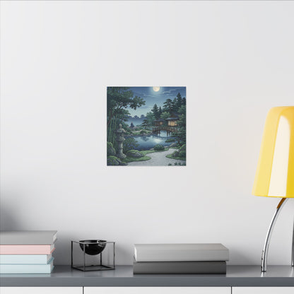 Summer Moonlit Garden Ukiyo E Inspired Canvas Art | Serene Decor
