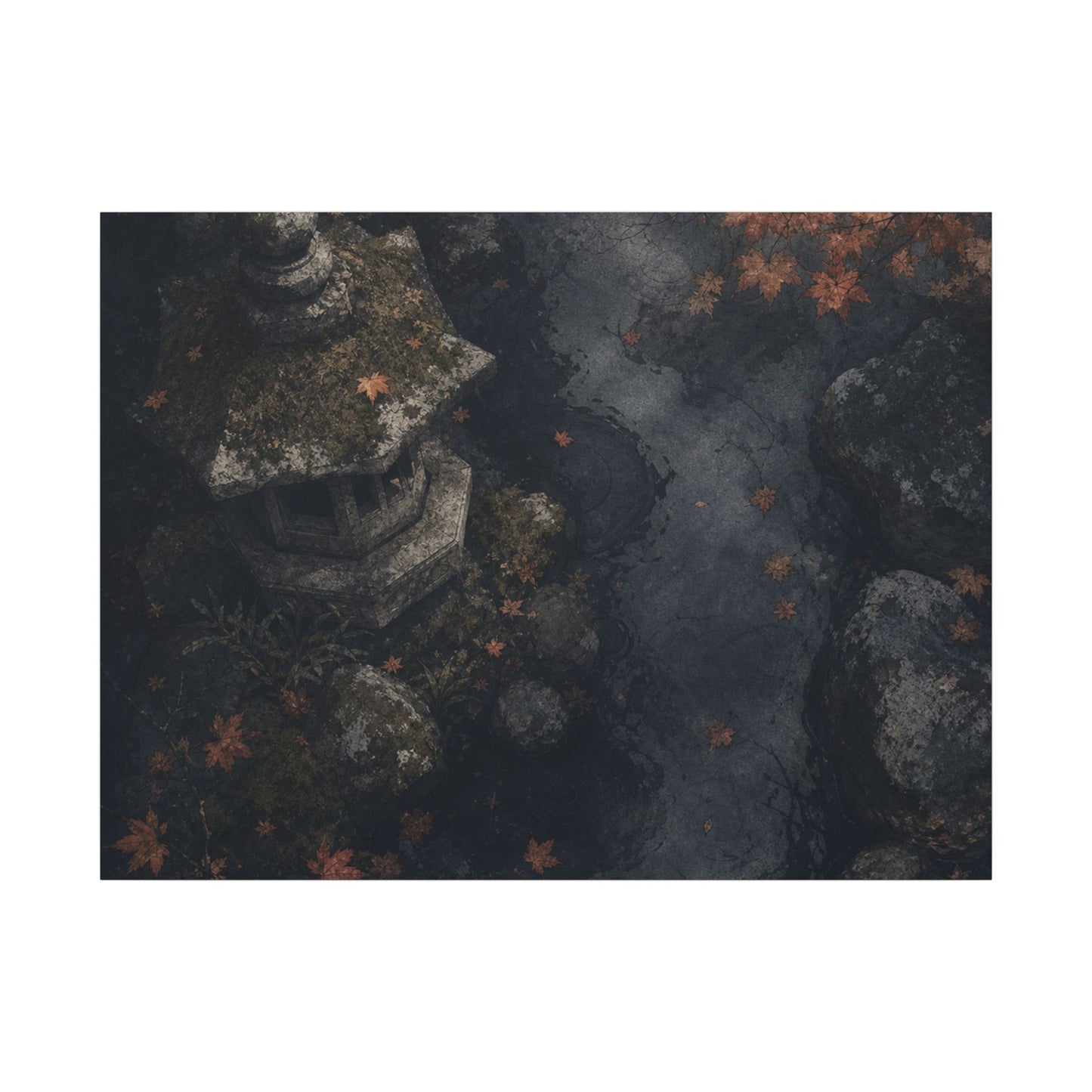 Stone Lantern Canvas Art | Autumn Japandi Texture Art