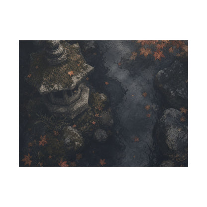 Stone Lantern Canvas Art | Autumn Japandi Texture Art