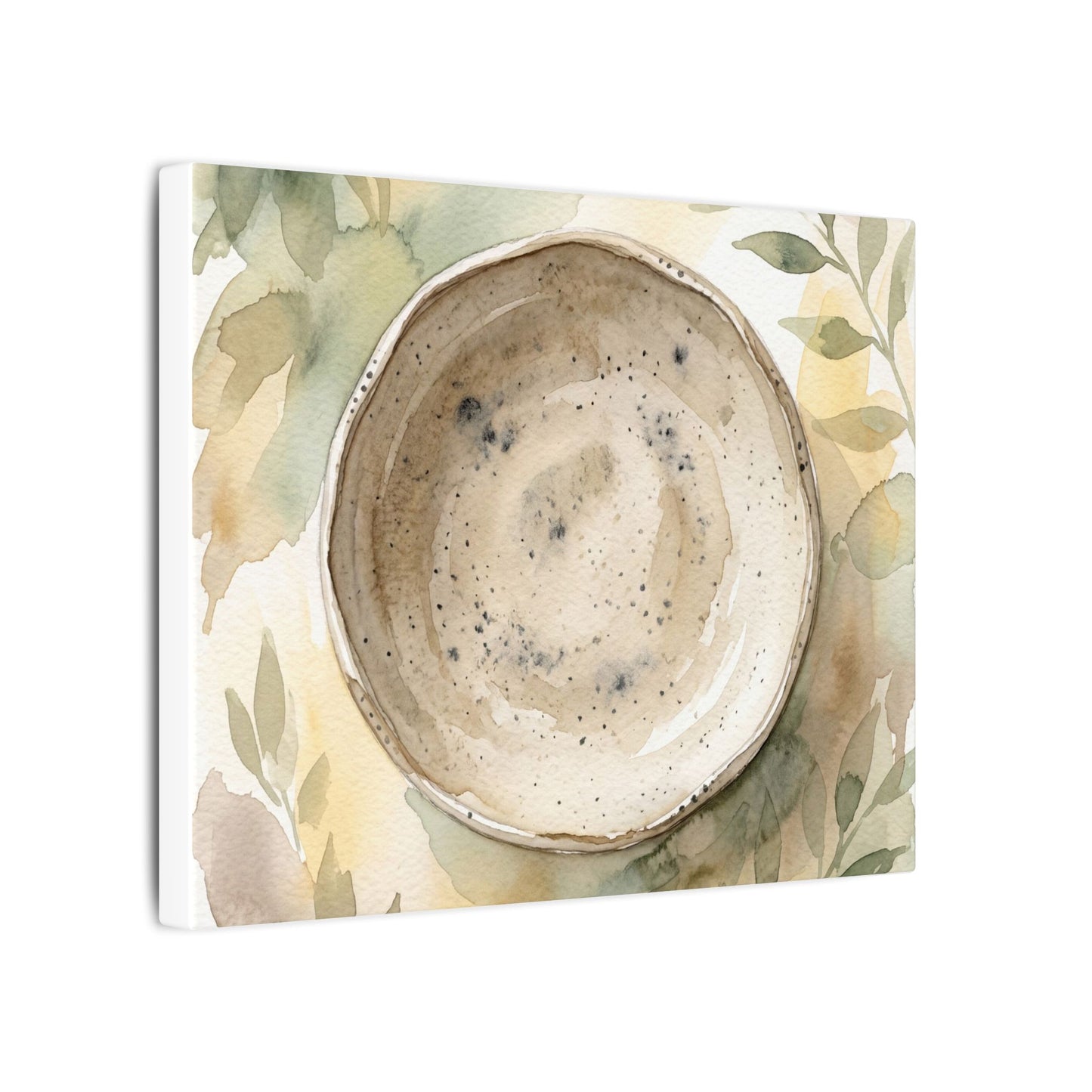Ceramic Bowl Watercolor Canvas Art | Warm Japandi Art