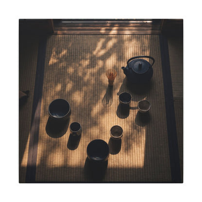 Shibui Tea Ceremony Canvas Art - Dark Japandi Shadow Zen