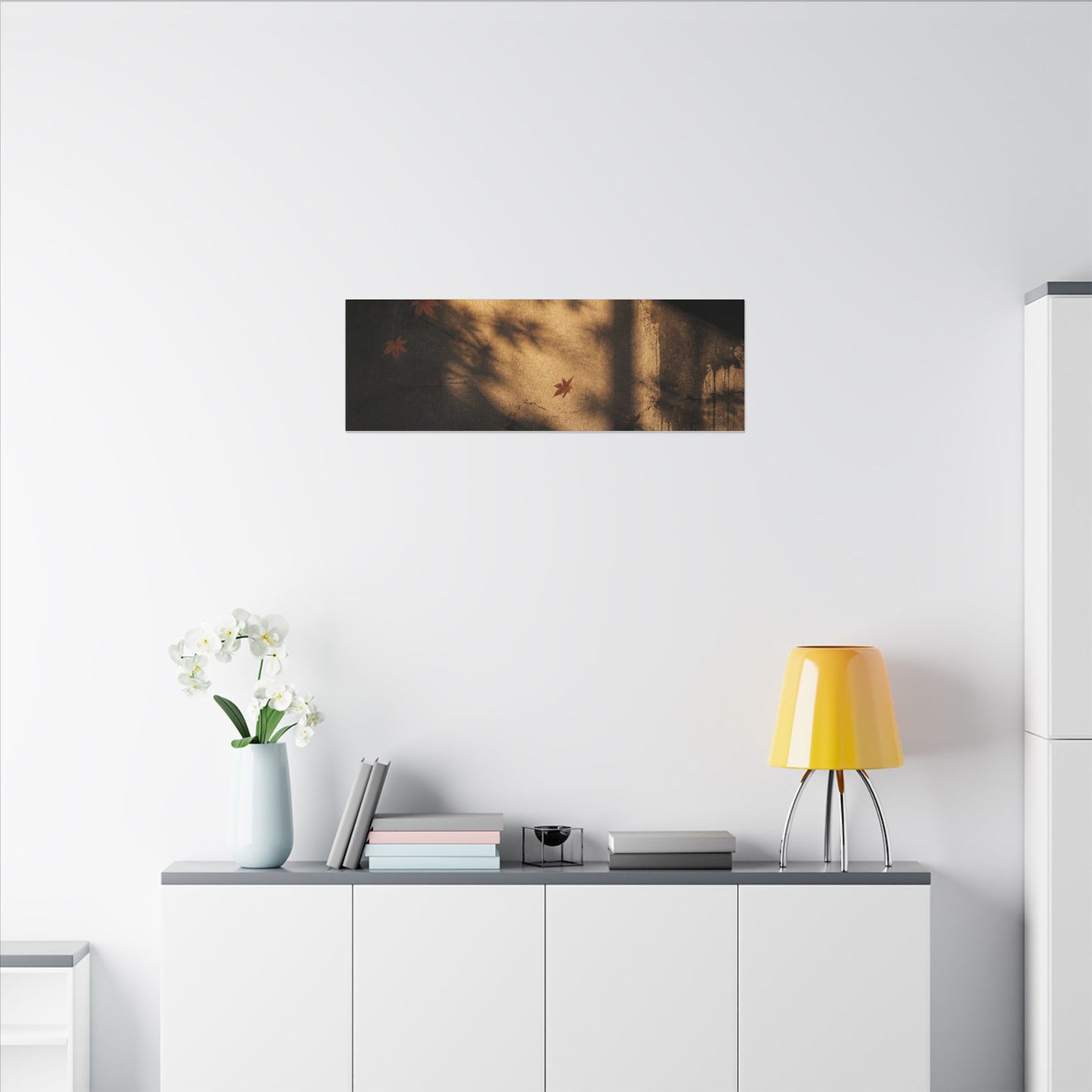 Shadow Play Canvas Art | Autumn Dark Japandi Charcoal Ink Art