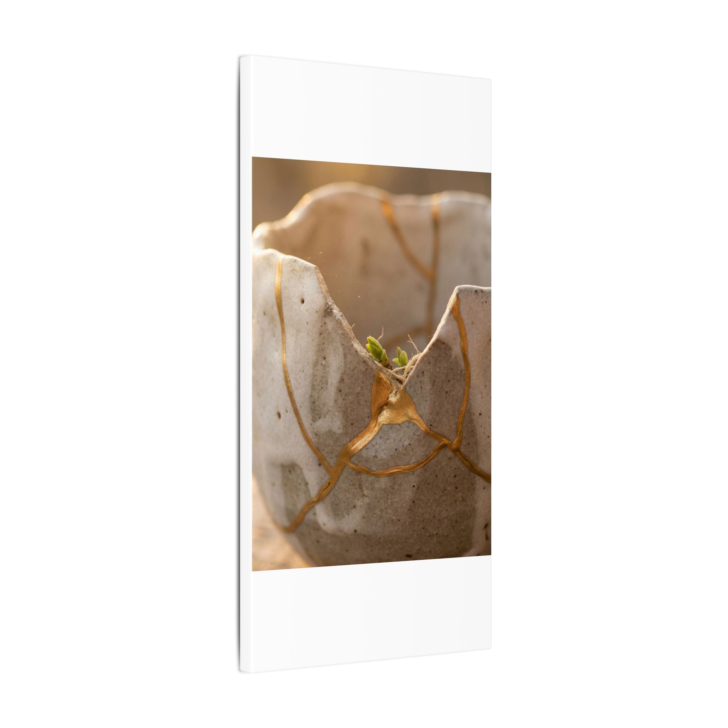 Golden Hour Broken Pottery Canvas Art - Japandi Kanso