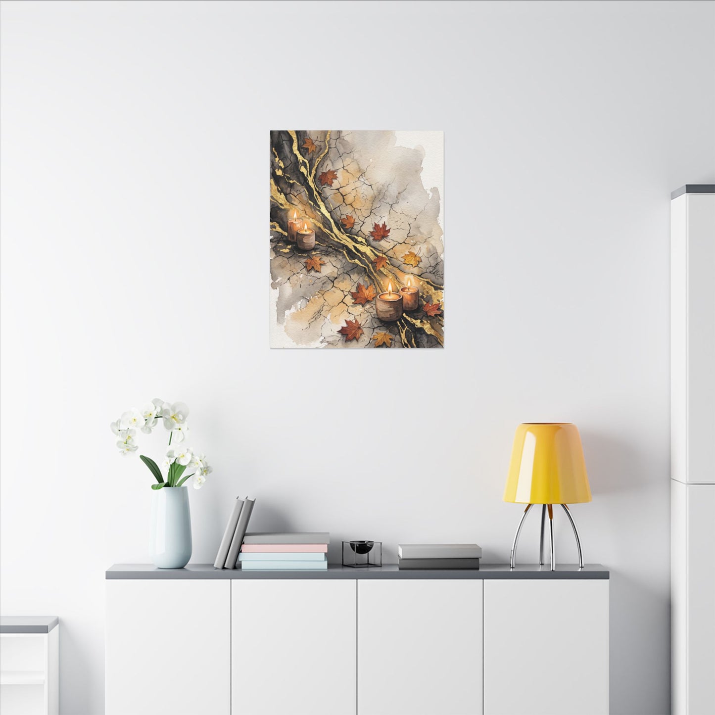 Cracked Earth Autumn Canvas Art | Japandi Warm Design