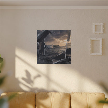 Fukinsei Ocean Wave Canvas Art - Dark Japandi Shadow Zen