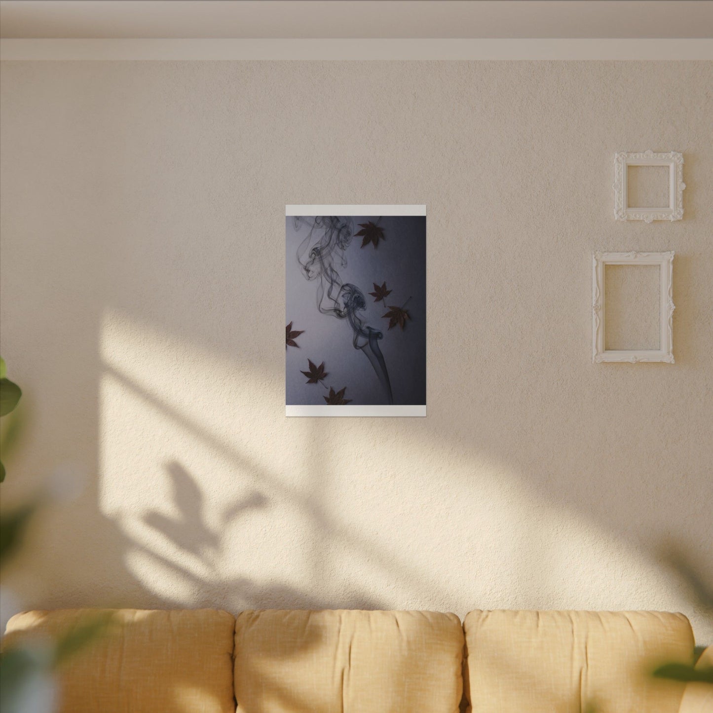 Dark Japandi Incense Smoke in Dawn | Moody Minimal Canvas Art