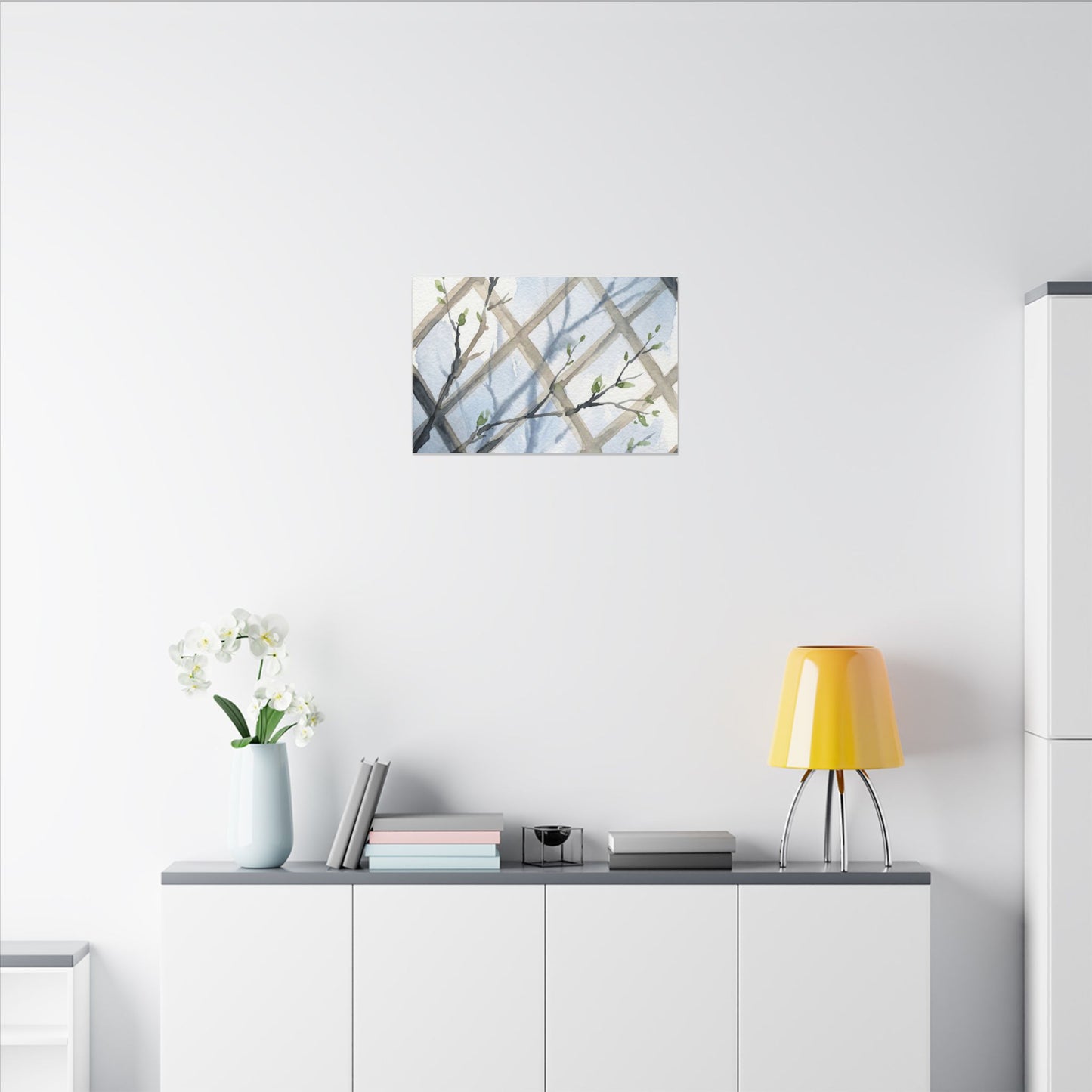 Shoji Screen Canvas Art | Spring Japandi Watercolor Art