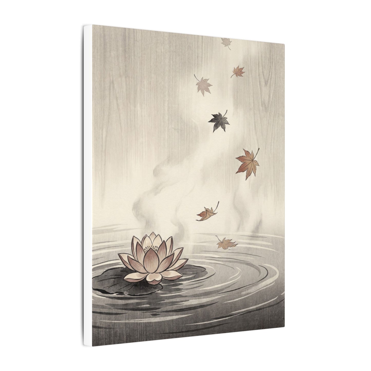 Lotus Flower Canvas Art | Autumn Zen Ukiyo E Inspired Art