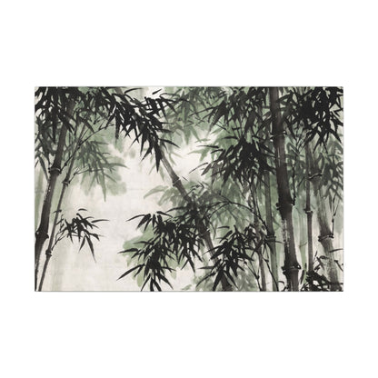 Zen Bamboo Grove in Overcast | Sumi E Canvas Art