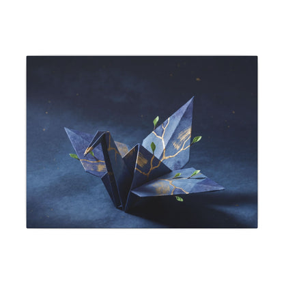 Kintsugi Paper Fold in Moonlight | Crackle Gold Canvas Art Art Print