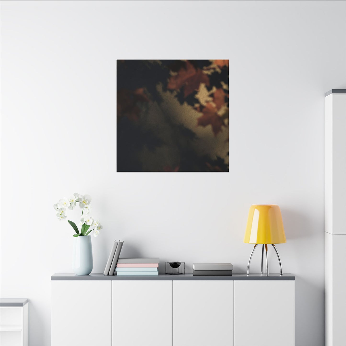 Shadow Play Canvas Art | Autumn Dark Japandi Moody Minimal Art