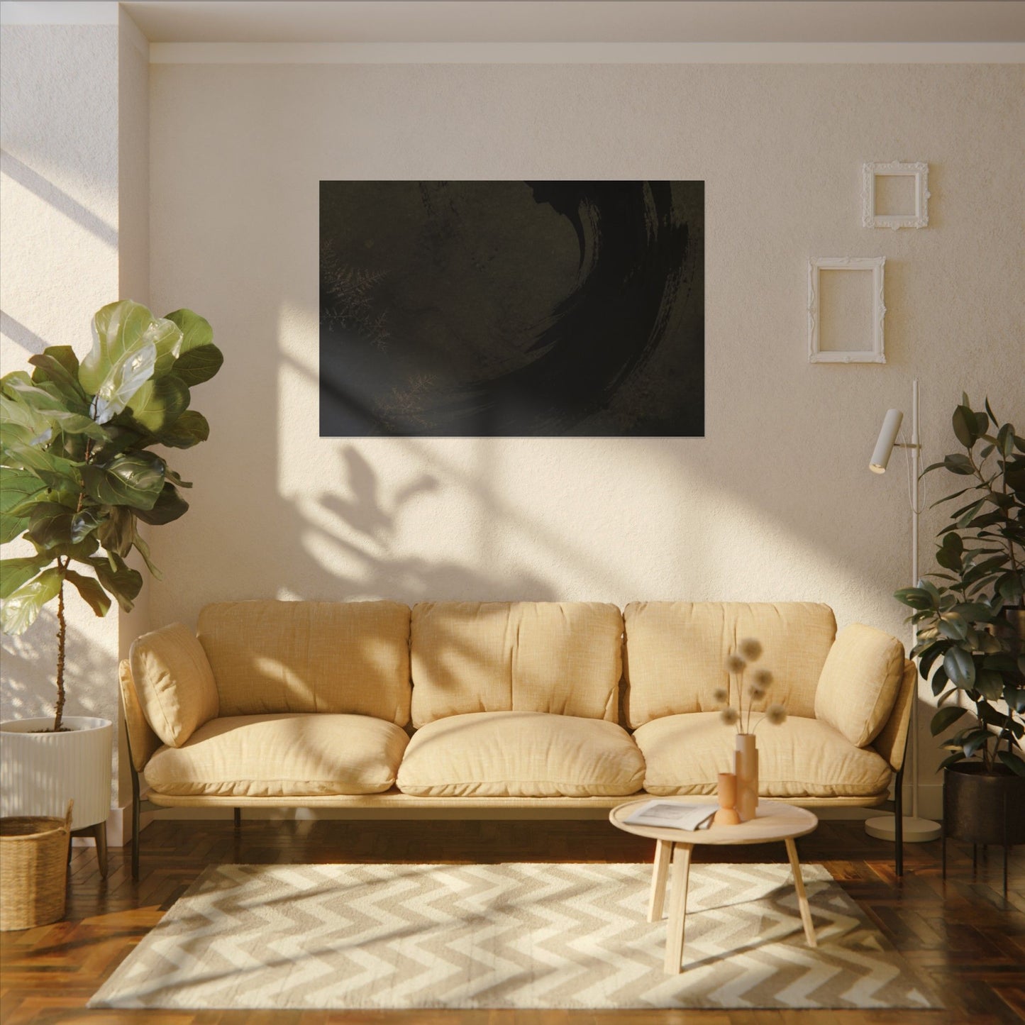 Seijaku Ink Brushstroke Canvas Art - Dark Japandi Moody Minimal