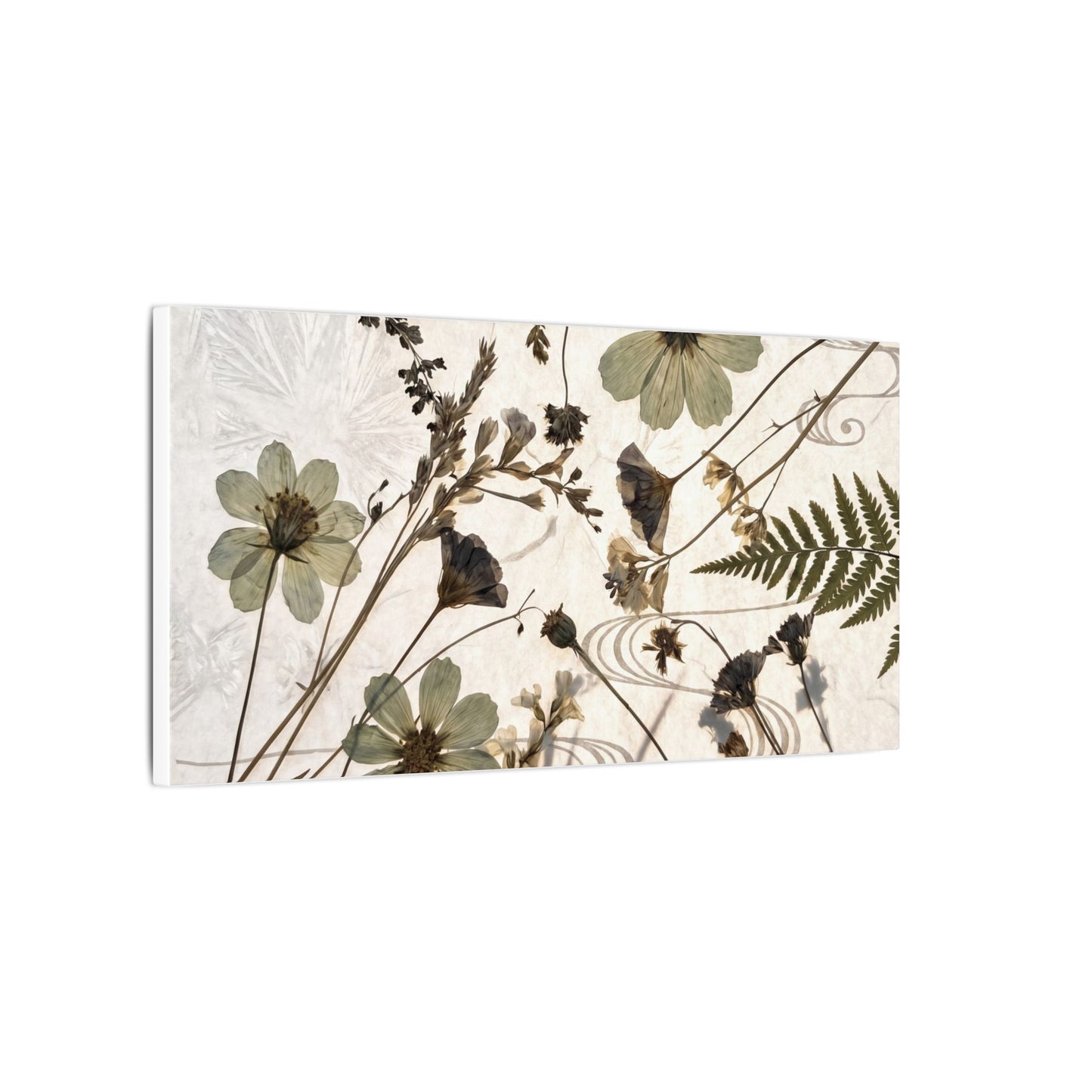 Japandi Dried Flowers in Golden Hour | Japanese Pattern Canvas Art