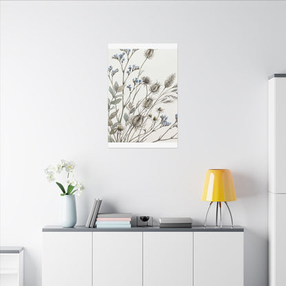 Dried Flowers Canvas Art | Summer Japandi Watercolor Art