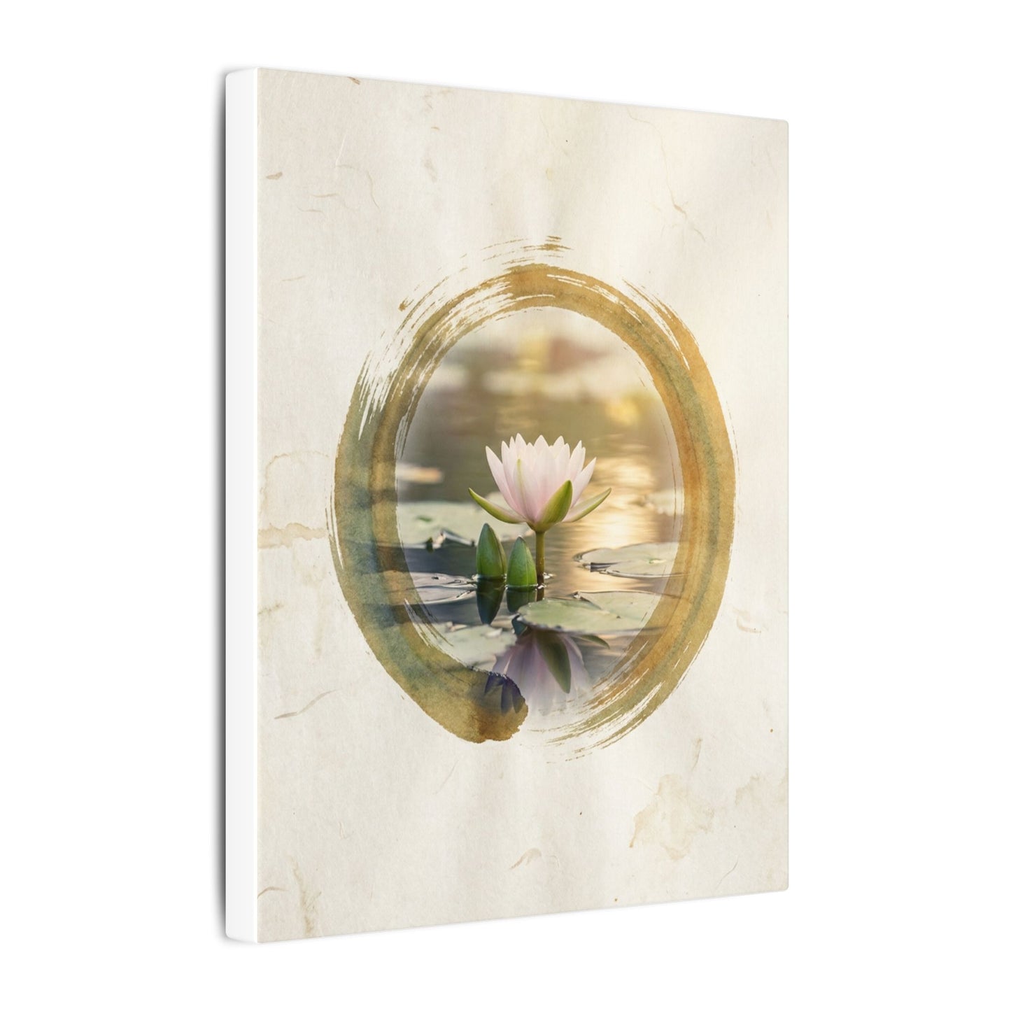 Peaceful Lotus Flower Canvas Art - Enso Zen