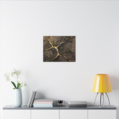 Spring Cracked Earth Charcoal Ink Canvas Art | Luxurious Decor