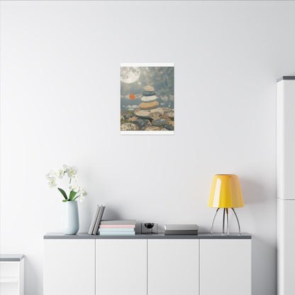 Warm River Stones Canvas Art - Japanese Pattern Japandi