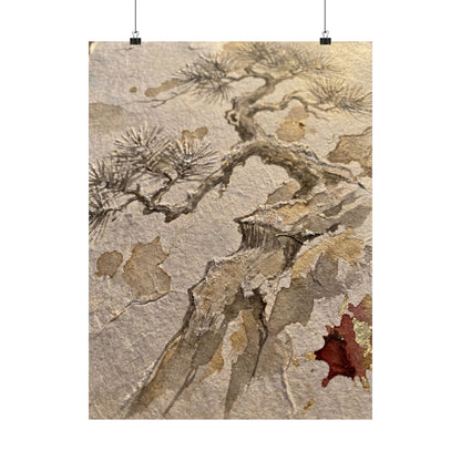 Pine Tree Winter Wall Art Print | Japandi Elegant Design
