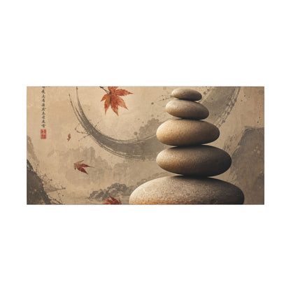 Japandi River Stones in Candlelight | Japanese Pattern Canvas Art