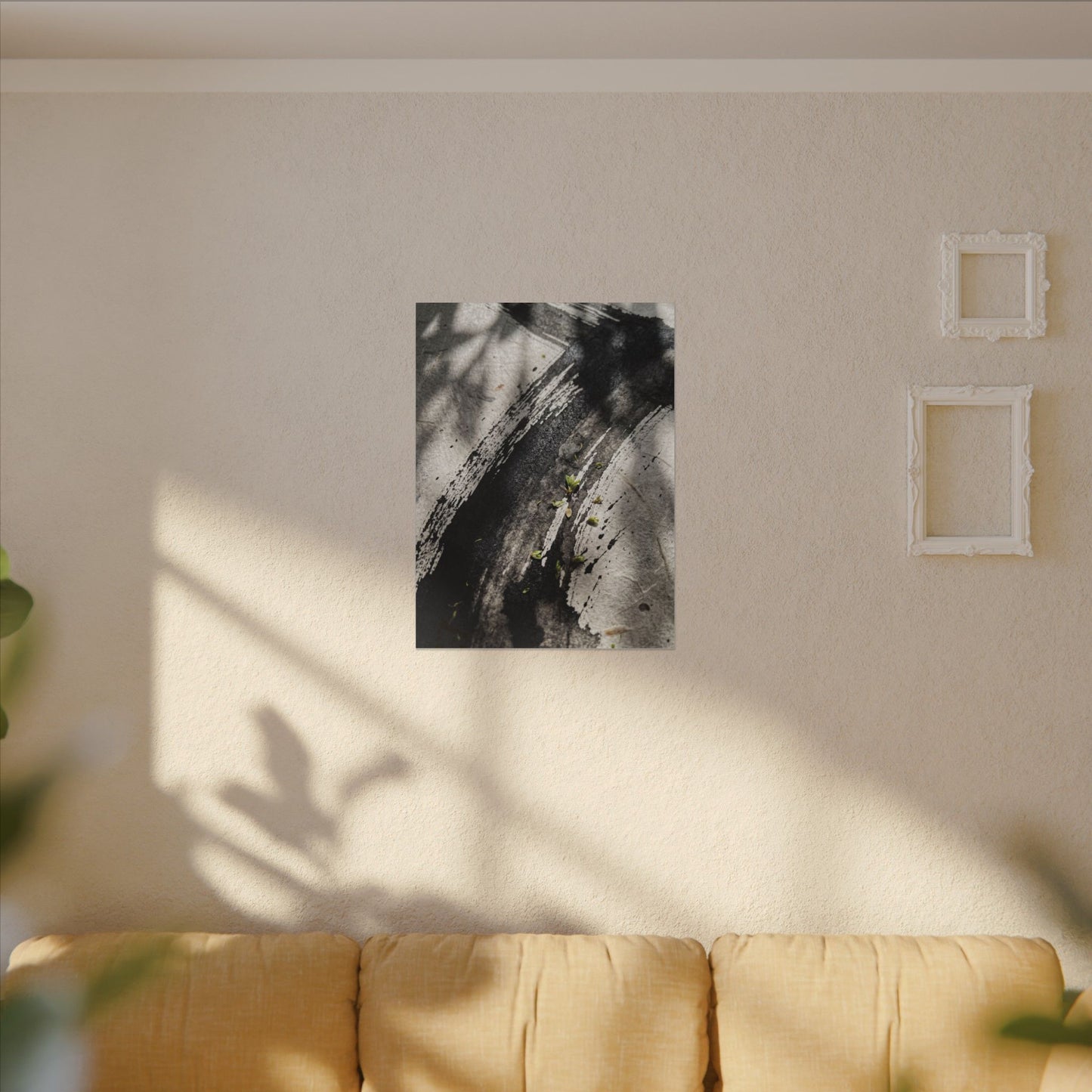 Ink Brushstroke Canvas Art | Spring Dark Japandi Moody Minimal Art