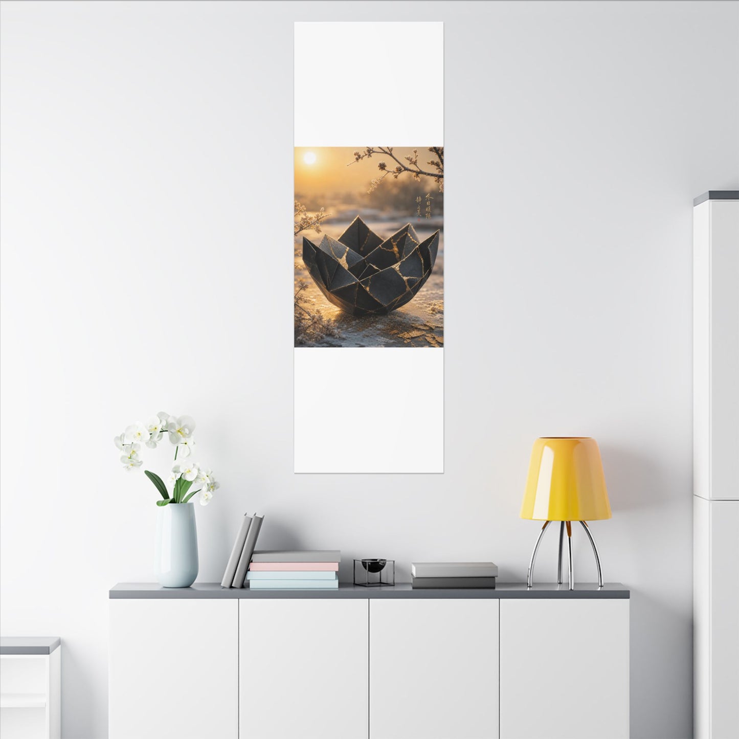 Kintsugi Paper Fold in Golden Hour | Gold Repair Canvas Art